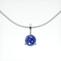 1.04 Ct. Blue Sapphire Pendant, 14K White Gold 1