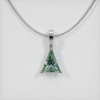 0.93 Ct. Bluish Green Sapphire Pendant, 14K White Gold 1