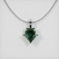 3.44 Ct. Bluish Green Sapphire Pendant, 14K White Gold 1