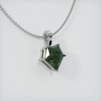 3.44 Ct. Bluish Green Sapphire Pendant, 14K White Gold 2