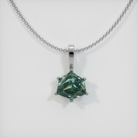 2.44 Ct. Bluish Green Sapphire Pendant, 14K White Gold 1