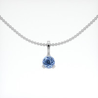 0.54 Ct. Blue Sapphire Pendant, 18K White Gold 1