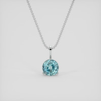 1.64 Ct. Greenish Blue Sapphire Pendant, 18K White Gold 1