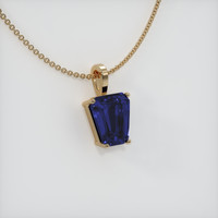 3.43 Ct. Blue Sapphire Pendant, 14K Yellow Gold 2