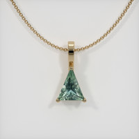 0.93 Ct. Bluish Green Sapphire Pendant, 14K Yellow Gold 1