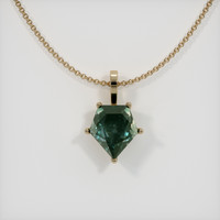 3.44 Ct. Bluish Green Sapphire Pendant, 14K Yellow Gold 1