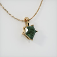 3.44 Ct. Bluish Green Sapphire Pendant, 14K Yellow Gold 2