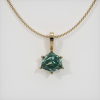 2.44 Ct. Bluish Green Sapphire Pendant, 14K Yellow Gold 1
