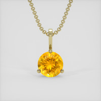 1.00 Ct. Yellowish Orange Sapphire Pendant, 18K Yellow Gold 1
