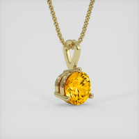 1.00 Ct. Yellowish Orange Sapphire Pendant, 18K Yellow Gold 2