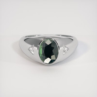 2.21 Ct. Bluish Green Sapphire Ring, Platinum 950 1