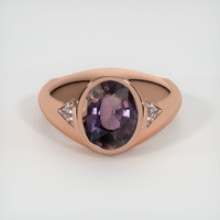 3.15 Ct. Pinkish Brown Sapphire Ring, 18K Rose Gold 1