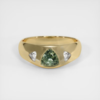 0.89 Ct. Green Sapphire Ring, 18K Yellow Gold 1