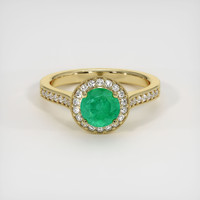 0.97 Ct. Emerald Ring, 18K Yellow Gold 1