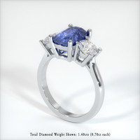 3.00 Ct. Blue Sapphire Ring, 10K White Gold 2
