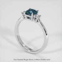 0.94 Ct. Greenish Blue Sapphire Ring, 14K White Gold 2