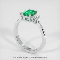0.97 Ct. Emerald Ring, 18K White Gold 2