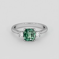 1.59 Ct. Bluish Green Sapphire Ring, 18K White Gold 1