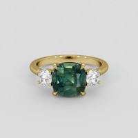 3.52 Ct. Bluish Green Sapphire Ring, 10K Yellow Gold 1