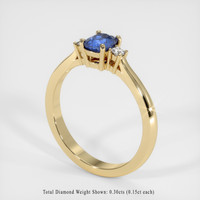 0.75 Ct. Blue Sapphire Ring, 14K Yellow Gold 2