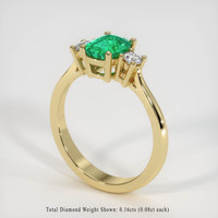 0.97 Ct. Emerald Ring, 18K Yellow Gold 2