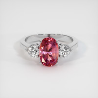 2.91 Ct. Reddish Pink Sapphire Ring, Platinum 950 1