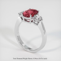 2.91 Ct. Reddish Pink Sapphire Ring, Platinum 950 2