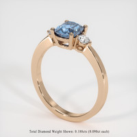 1.21 Ct. Greenish Blue Sapphire Ring, 14K Rose Gold 2