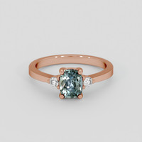 1.10 Ct. Bluish Green Sapphire Ring, 14K Rose Gold 1