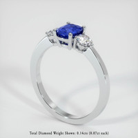 0.66 Ct. Blue Sapphire Ring, 10K White Gold 2