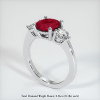 2.76 Ct. Pinkish Red Ruby Ring, 10K White Gold 2