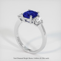 2.00 Ct. Blue Sapphire Ring, 14K White Gold 2