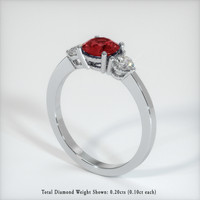 Three Stone Ruby Ring 1.08 Ct., 14K White Gold Preview