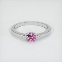 0.39 Ct. Pink Sapphire Ring, 18K White Gold 1