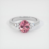 2.24 Ct. Reddish Pink Sapphire Ring, 18K White Gold 1
