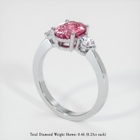 2.24 Ct. Reddish Pink Sapphire Ring, 18K White Gold 2
