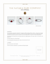 Three Stone Ruby Ring 1.08 Ct., 18K White Gold Appraisal