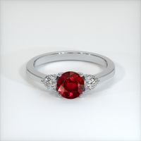 Three Stone Ruby Ring 1.08 Ct., 18K White Gold Preview