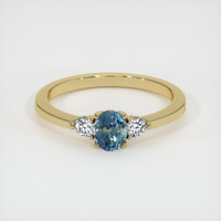 0.68 Ct. Greenish Blue Sapphire Ring, 14K Yellow Gold 1
