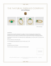 Three Stone Emerald Ring 1.08 Ct., 18K Yellow Gold Appraisal