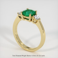 Three Stone Emerald Ring 1.08 Ct., 18K Yellow Gold Preview
