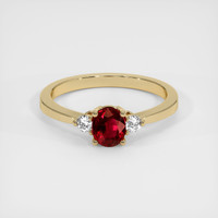 0.79 Ct. Ruby Ring, 18K Yellow Gold 1