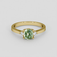1.02 Ct. Yellowish Green Sapphire Ring, 18K Yellow Gold 1