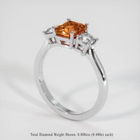 2.04 Ct. Orange Sapphire Ring, Platinum 950 2