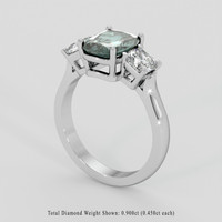 2.06 Ct. Bluish Green Sapphire Ring, 10K White Gold 2