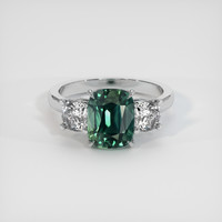 3.10 Ct. Bluish Green Sapphire Ring, 14K White Gold 1
