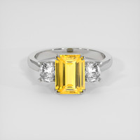 4.03 Ct. Yellow Sapphire Ring, 14K White Gold 1