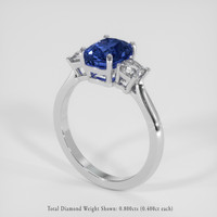 2.99 Ct. Blue Sapphire Ring, 14K White Gold 2
