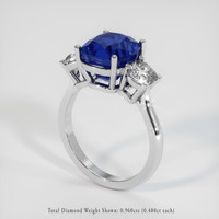 5.69 Ct. Blue Sapphire Ring, 18K White Gold 2