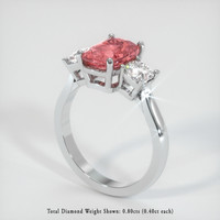 1.96 Ct. Padparadscha Sapphire Ring, 18K White Gold 2